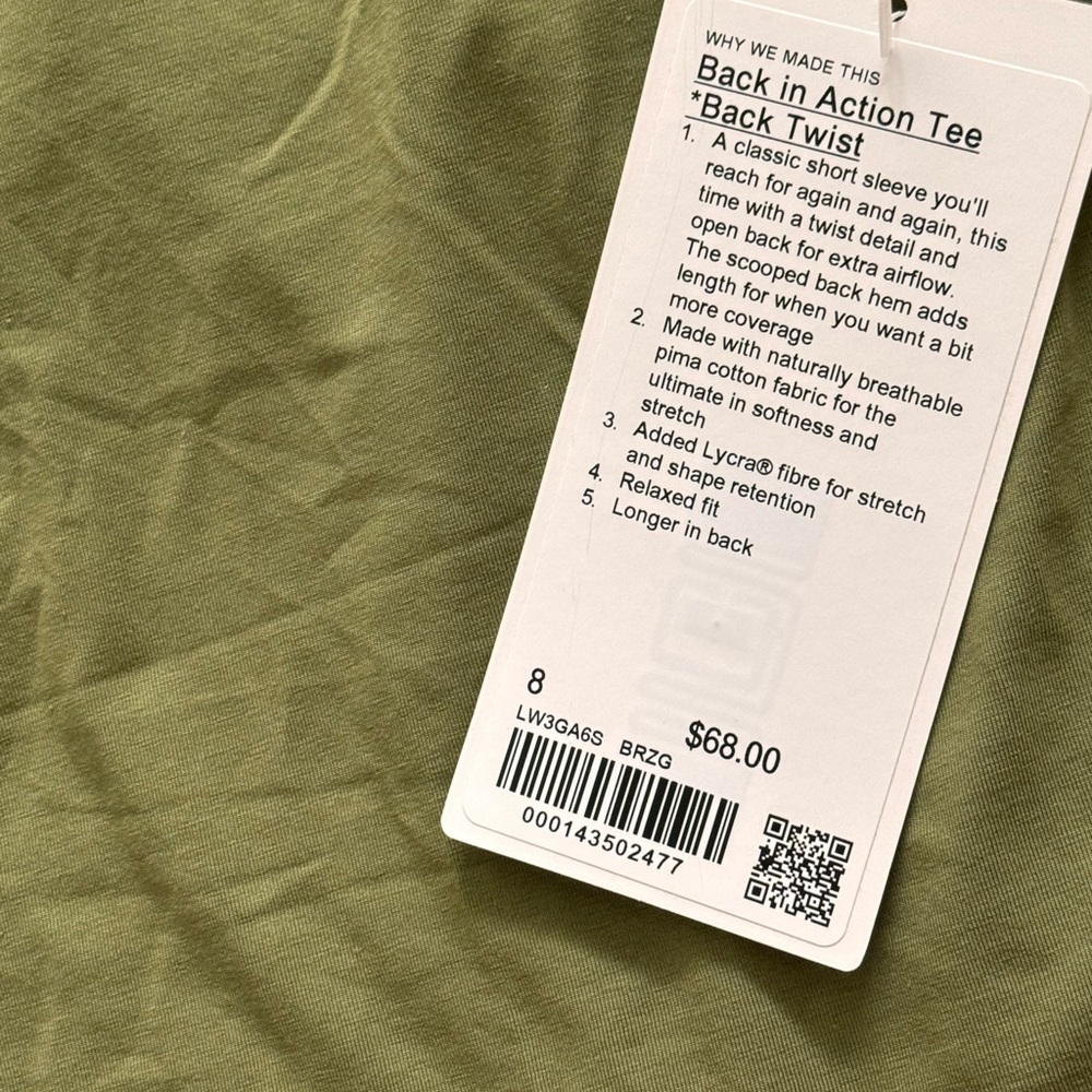 lululemon athletica Back in Action Tee - Olive Green